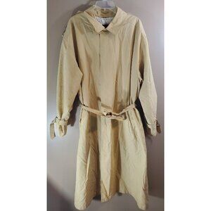 Vtg Fashion House Sanyo Carol Cohen Beige Trenchcoat Sz L Satin Tie Waist